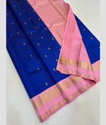 Royal Blue and Baby Pink kanchi pattu sarees with Kanchi Border design