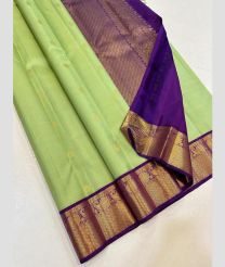 Fern Green and Purple kanchi pattu sarees with Kanchi Border design