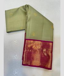 Fern Green and Pink kanchi pattu sarees with Kanchi Border design