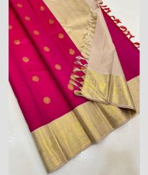 Pink and Cream kanchi pattu sarees with Kanchi Border design
