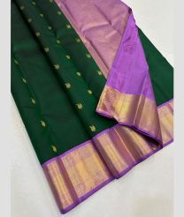 Dark Green and Lavender kanchi pattu sarees with Kanchi Border design
