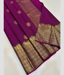 Deep Pink and Golden kanchi pattu sarees with Kanchi Border design
