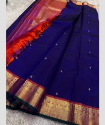 Royal Blue and Magenta kanchi pattu sarees with Kanchi Border design