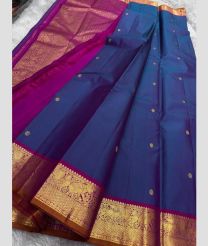 Magenta and Blue kanchi pattu sarees with Kanchi Border design