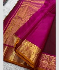 Pink and Crimson kanchi pattu sarees with Kanchi Border design