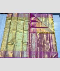 Golden and Neon Pink kanchi pattu sarees with All over Jari design