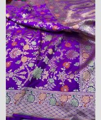 Purple and Silver kanchi pattu sarees with All over Meenakari design