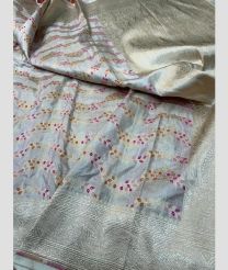 Lite Grey and Silver kanchi pattu sarees with All over Meenakari design