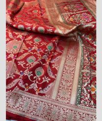 Crimson and Silver kanchi pattu sarees with All over Meenakari design