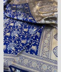 Royal Blue and Silver kanchi pattu sarees with All over Meenakari design