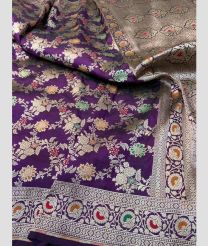 Dark Magenta and Silver kanchi pattu sarees with All over Meenakari design