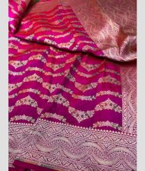 Pink and Silver kanchi pattu sarees with All over Meenakari design