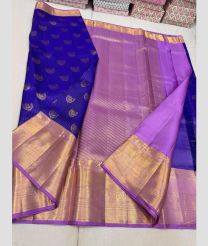 Royal Blue and Lavender kanchi pattu sarees with Kuttu Border design