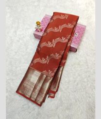 Chestnut and Silver kanchi pattu sarees with All over brocade design