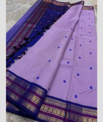 Lavender and Royal Blue kanchi pattu sarees with Kanchi Border design