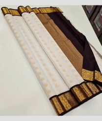 Cream and Black kanchi pattu sarees with Kuttu Border design