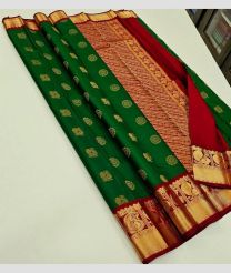 Green and Red kanchi pattu sarees with Kuttu Border design