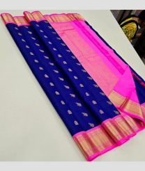 Royal Blue and Neon Pink kanchi pattu sarees with Kuttu Border design