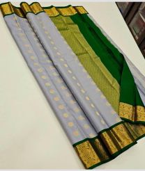 Grey and Green kanchi pattu sarees with Kuttu Border design