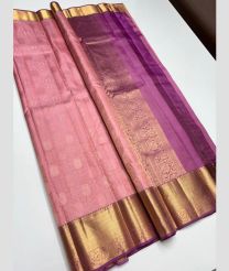 Baby Pink and Purple kanchi pattu sarees with All over brocade design