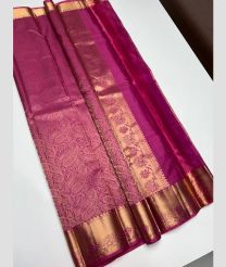Golden and Deep Pink kanchi pattu sarees with All over brocade design
