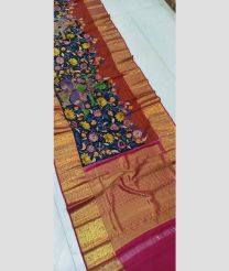 Chestnut and Pink kanchi pattu sarees with Kalamkari design