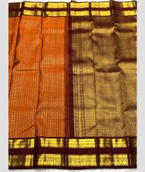 Orange and Maroon kanchi pattu sarees with All over Jari design