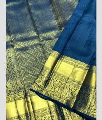 Blue Ivy and Golden kanchi pattu sarees with All over Jari design