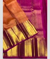 Pink and Orange kanchi pattu sarees with All over Jari design