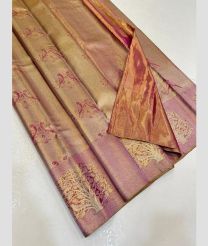 Golden and Baby Pink kanchi pattu sarees with All over Jari design