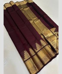 Maroon and Golden kanchi pattu sarees with Temple Border design