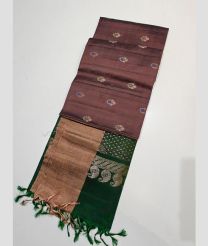 Coffee and Dark Green kanchi pattu sarees with All over Buttas design