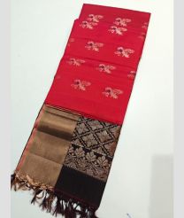 Crimson and Black kanchi pattu sarees with All over Buttas design
