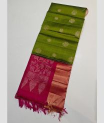 Green and Deep Pink kanchi pattu sarees with All over Buttas design