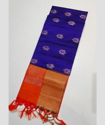 Royal Blue and Orange kanchi pattu sarees with All over Buttas design
