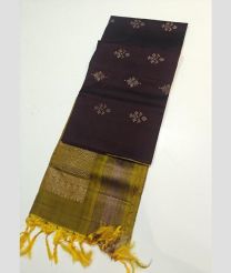 Dark Chocolate and Leafy Green kanchi pattu sarees with All over Buttas design