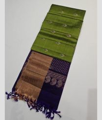 Green and Navy Blue kanchi pattu sarees with All over Buttas design