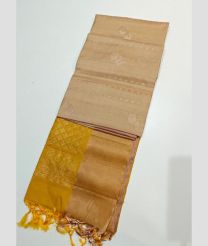 Cream and Yellow kanchi pattu sarees with All over Buttas design