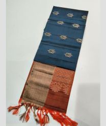 Blue Ivy and Brown kanchi pattu sarees with All over Buttas design