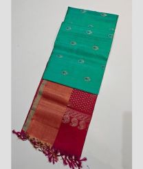 Turquoise and Deep Pink kanchi pattu sarees with All over Buttas design