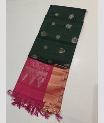 Pine Green and Dust Pink kanchi pattu sarees with All over Buttas design