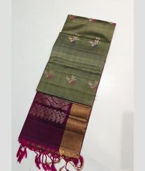 Fern Green and Magenta kanchi pattu sarees with All over Buttas design