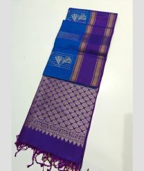 Blue and Purple kanchi pattu sarees with All over Buttas design