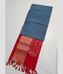 Grey and Red kanchi pattu sarees with All over Buttas design