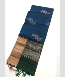 Blue Ivy and Pine Green kanchi pattu sarees with All over Buttas design