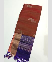 Chestnut and Navy Blue kanchi pattu sarees with All over Buttas design