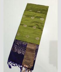 Lite Parrot Green and Plum Purple kanchi pattu sarees with All over Buttas design