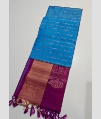 Blue and Magenta kanchi pattu sarees with All over Buttas design