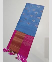 Sky Blue and Pink kanchi pattu sarees with All over Buttas design