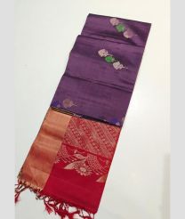 Plum Purple and Red kanchi pattu sarees with All over Buttas design
